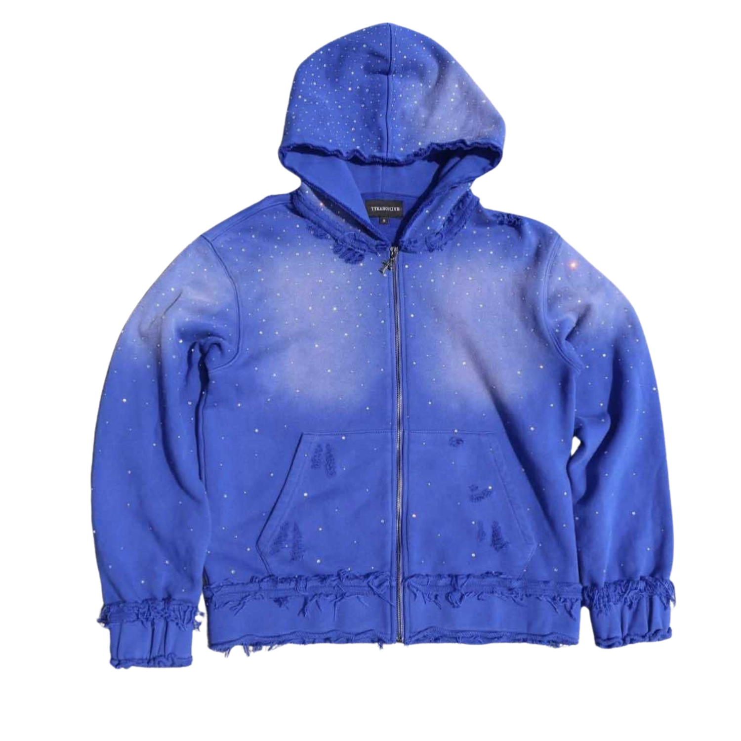 Plain Rhime stone Zip Up Hoodie