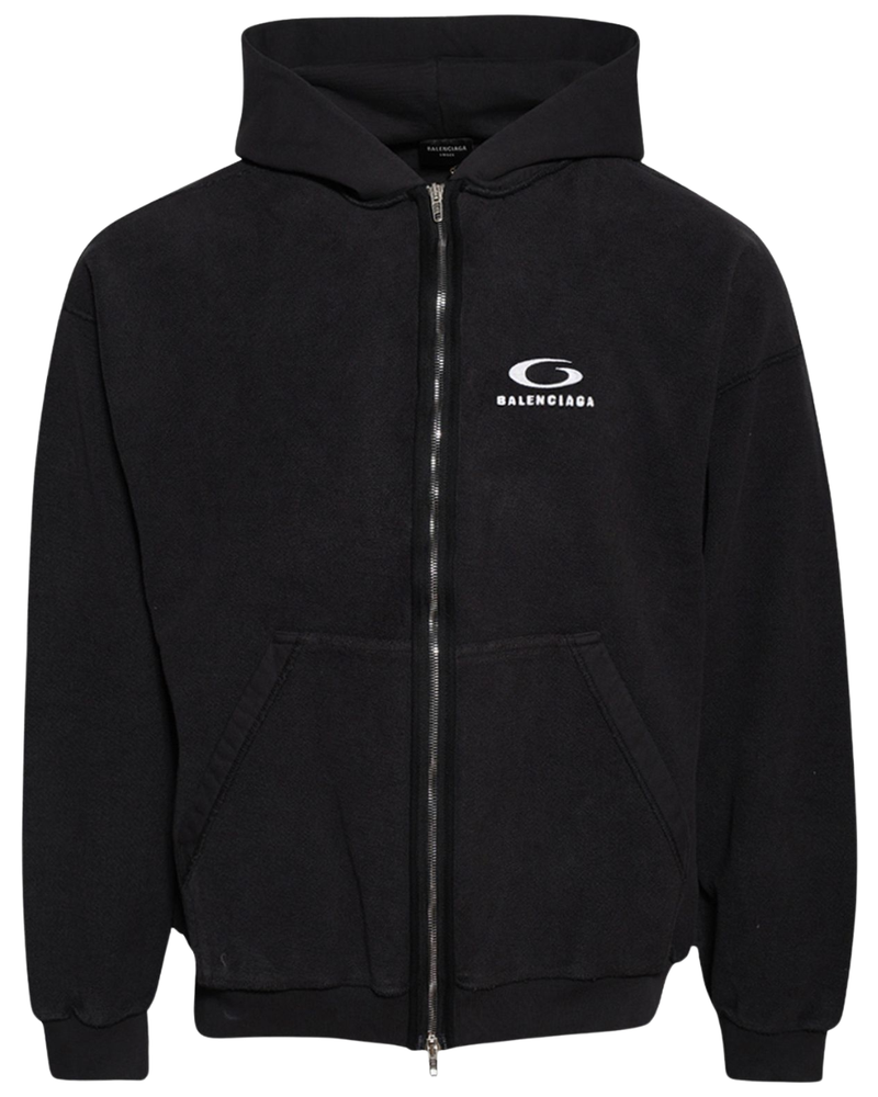 Balenciaga logo embroidered zip-up hoodie
