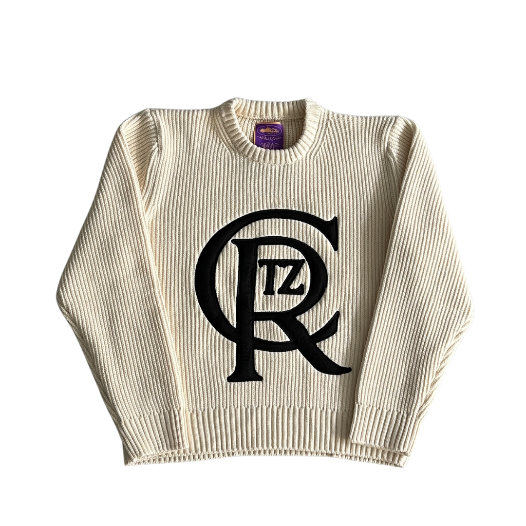 Corteiz Emblem Knit Sweater (Black/White)