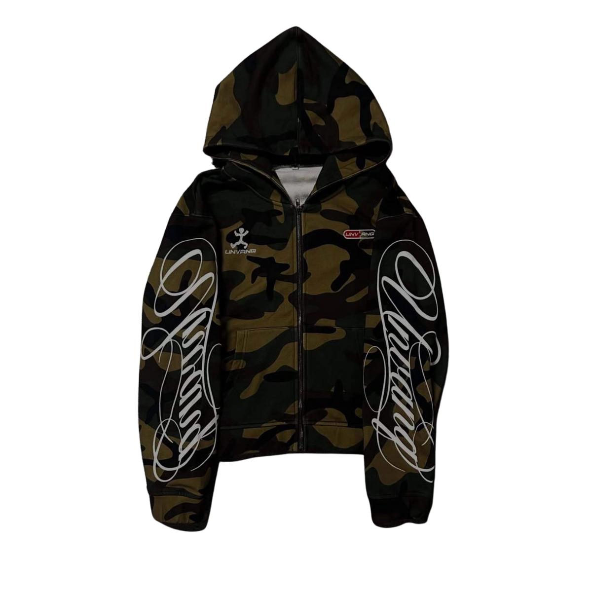 Caligraphy Camo Zip up Hoodie