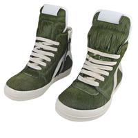 Rick Owens Geobaskets Green Fur Sneaker