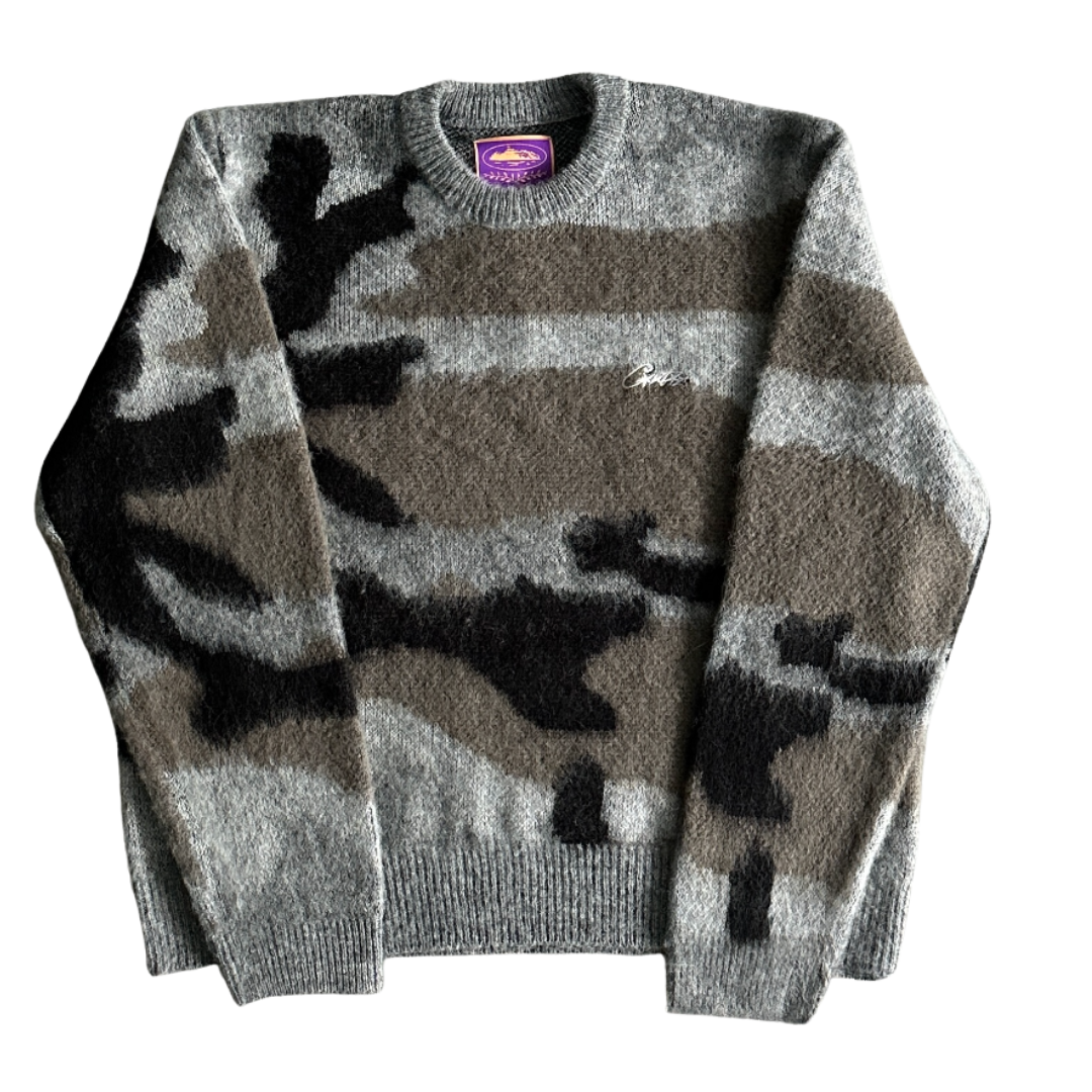 Corteiz Mohair kmit sweater deep ocean camo