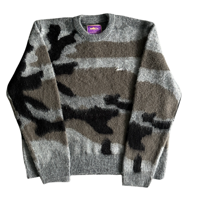 Corteiz Mohair kmit sweater deep ocean camo