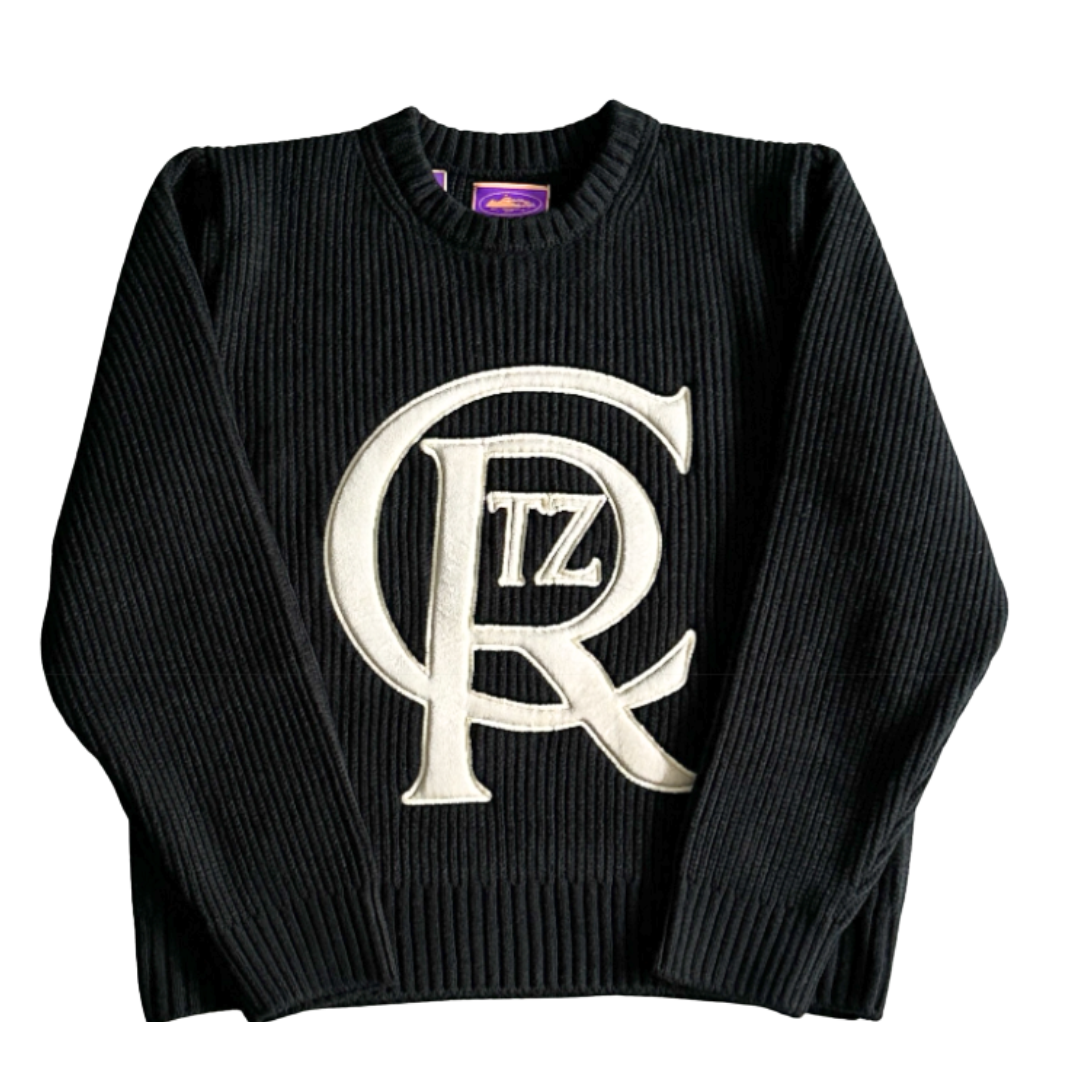 Corteiz Emblem Knit Sweater (Black/White)