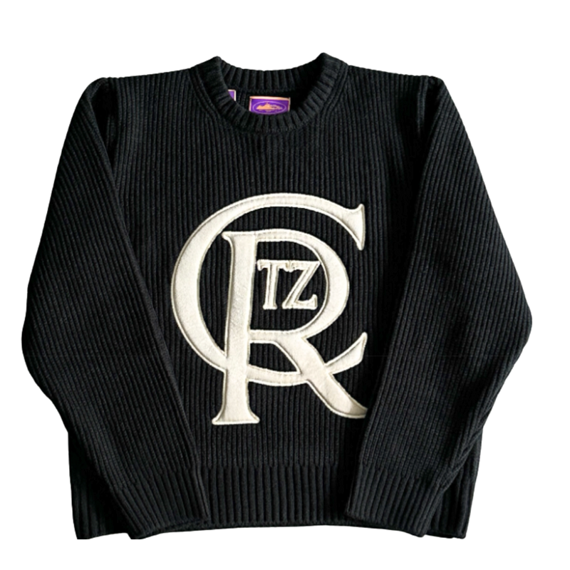 Corteiz Emblem Knit Sweater (Black/White)