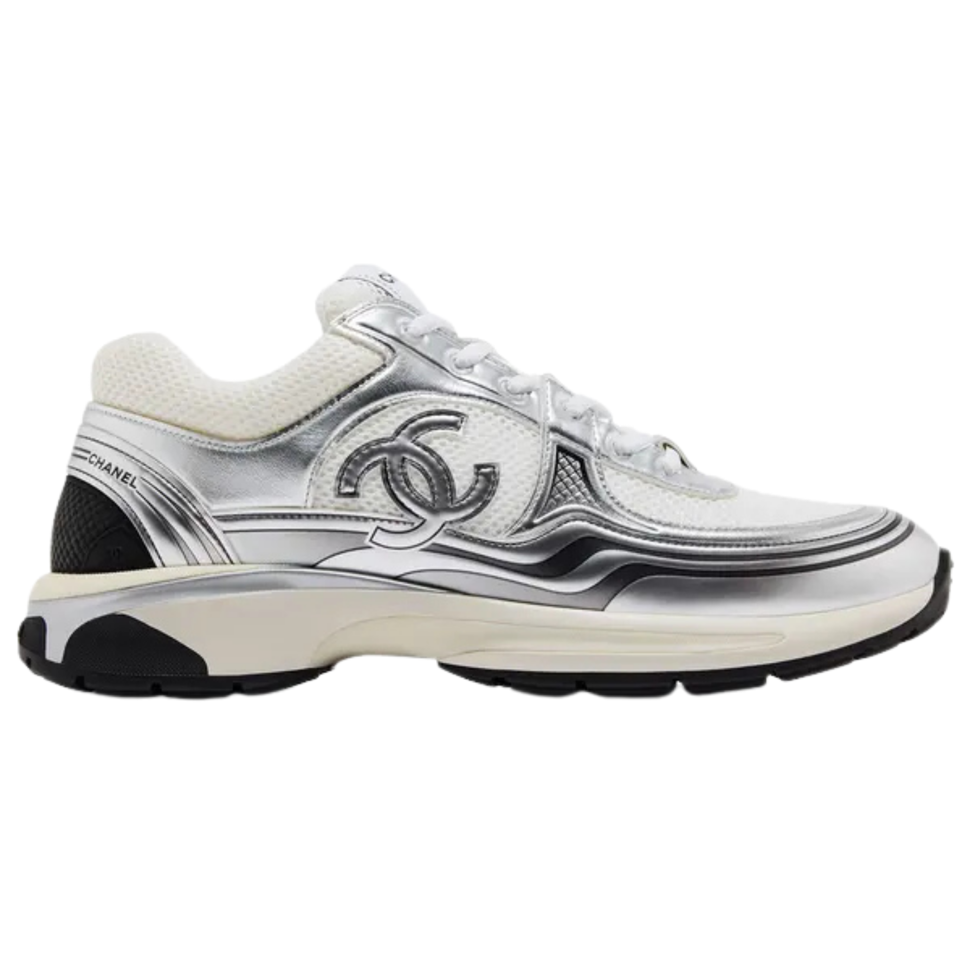 Chanel CC Sneaker silver white