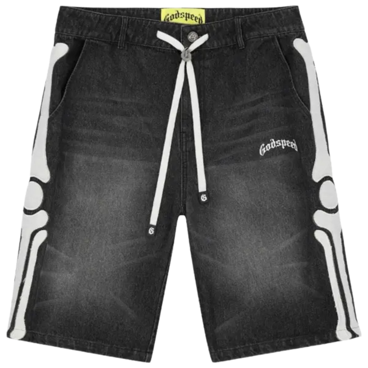Godspeed Skeleton Denim Shorts in black