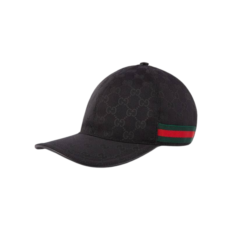 Gucci black GG Web stripe cap