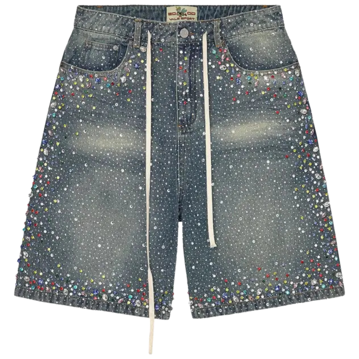 Rhinestone Denim Shorts in blue